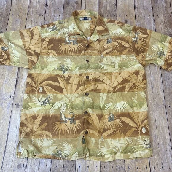 Tommy Bahama Silk Hawaiian Shirt Floral Monkeys Mens Medium - Picture 3 of 15